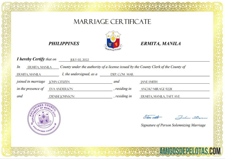 Profesional Filipina pernikahan sertifikat Word and PDF templat