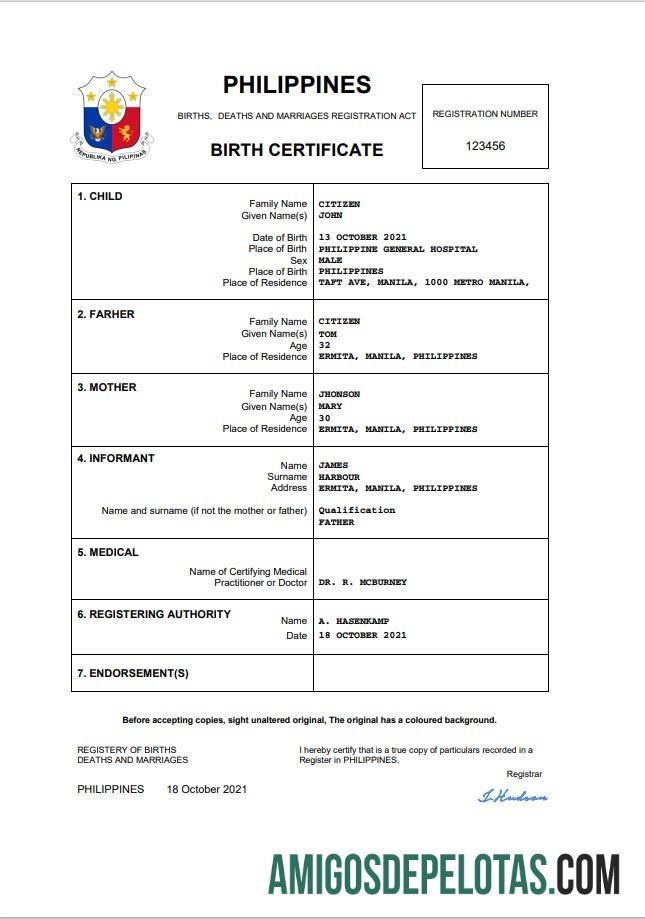 Premium Filipina vital record kelahiran sertifikat Word and PDF templat