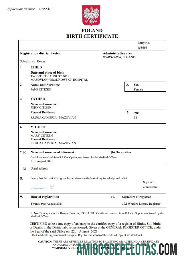 Dapat Diedit Polandia vital record kelahiran sertifikat Word and PDF templat