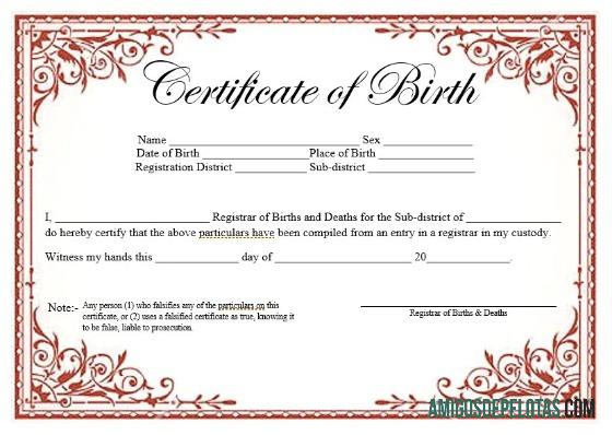 Registrar of Births and Deaths sertifikat of kelahiran pratinjau