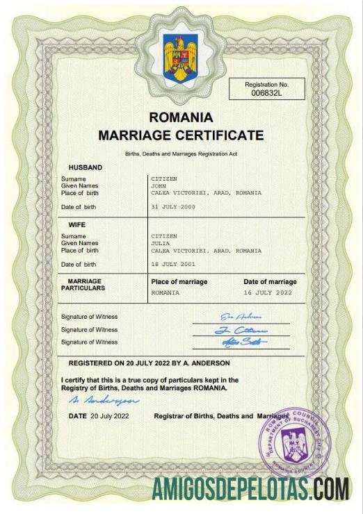 Premium Rumania pernikahan sertifikat Word and PDF templat