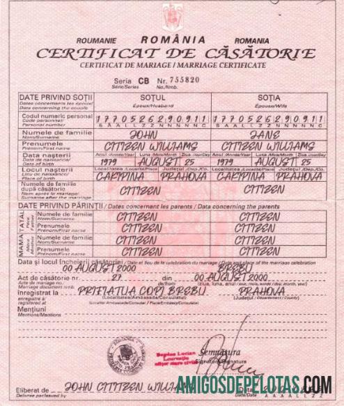 Rumania vital record pernikahan sertifikat makering