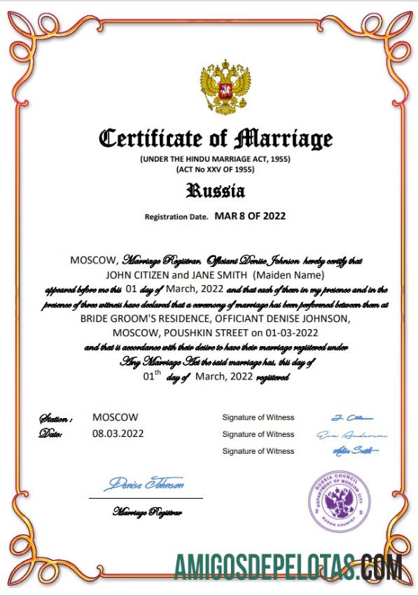 Profesional Rusia pernikahan sertifikat Word and PDF templat