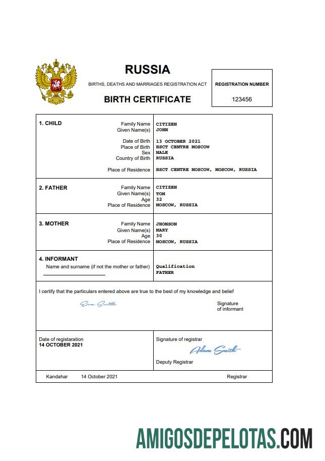 Dapat Diedit Rusia vital record kelahiran sertifikat Word and PDF templat, completely Dapat Diedit