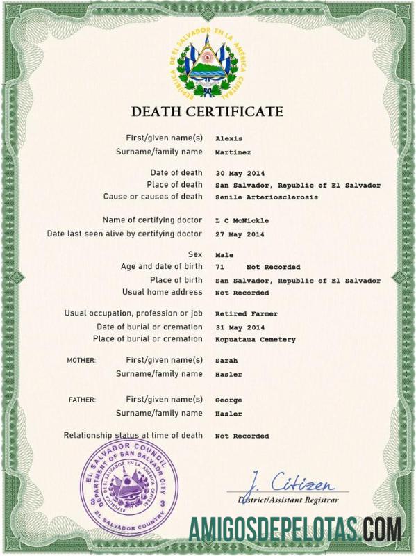 Dapat Diedit Salvador vital record kematian sertifikat PSD templat