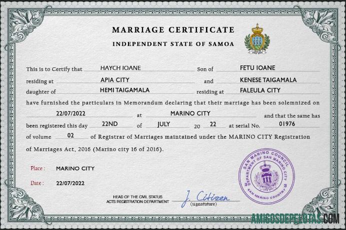 Realistis Samoa pernikahan sertifikat PSD templat