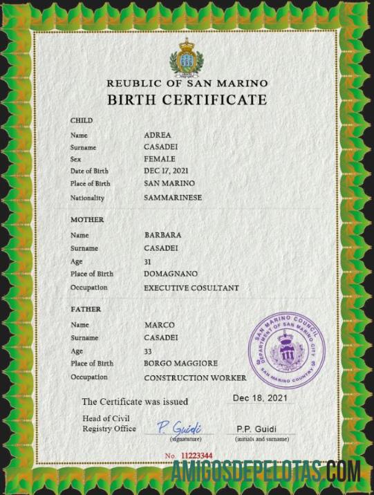 Dapat Diedit San Marino kelahiran sertifikat PSD templat