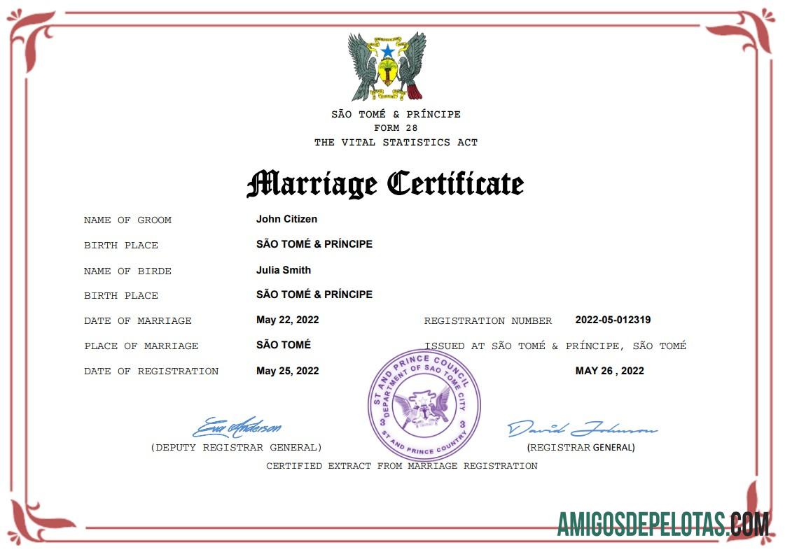 Profesional Sao Tome dan Principe pernikahan sertifikat Word and PDF templat
