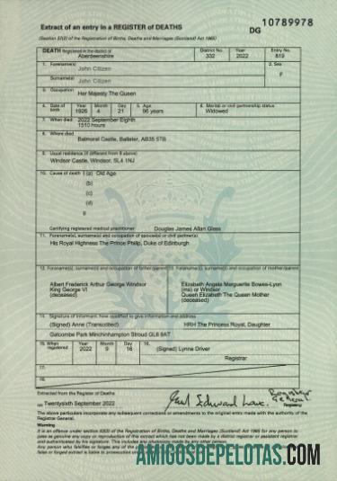 Skotlandia Register of deaths kematian sertifikat pratinjau