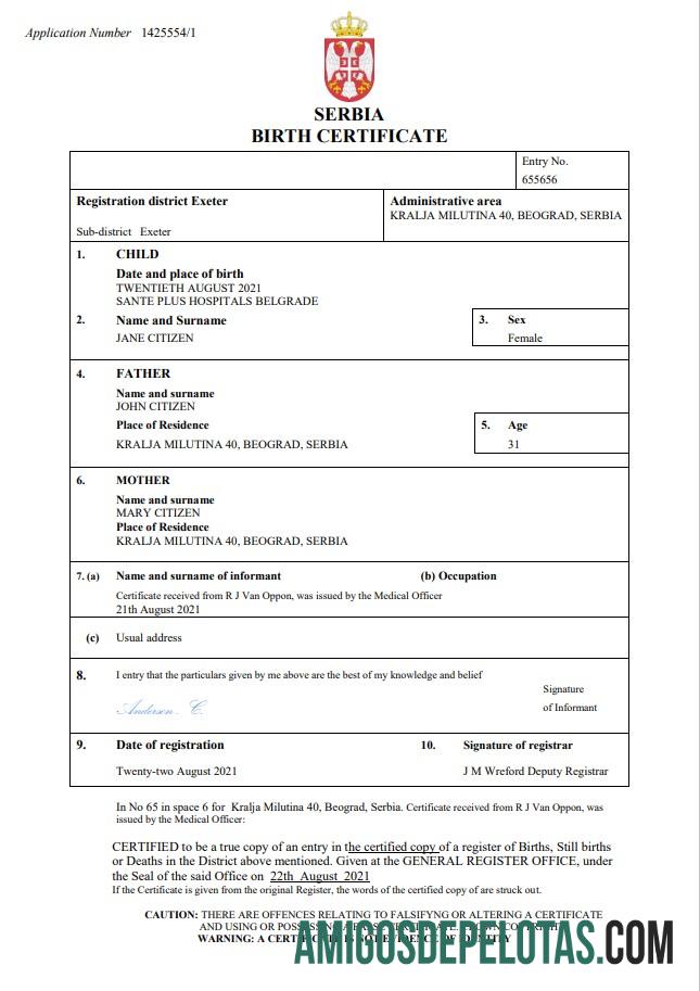 Dapat Diedit Serbia kelahiran sertifikat Word and PDF templat