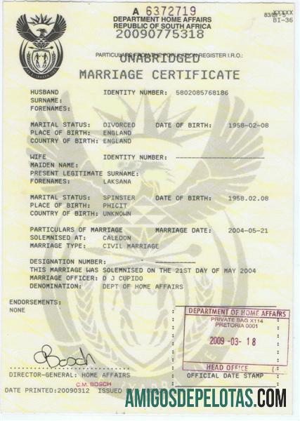 Afrika Selatan Department home affairs pernikahan sertifikat templat