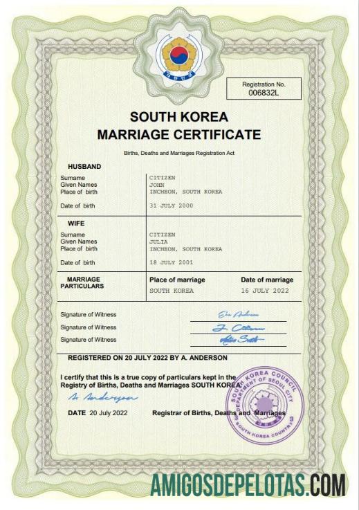 Premium Korea Selatan pernikahan sertifikat Word and PDF templat