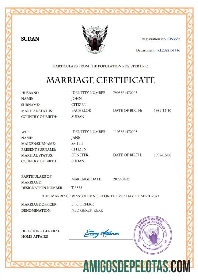 Berkualitas Sudan pernikahan sertifikat Word and PDF templat