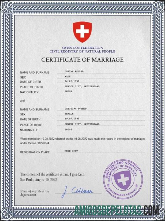Profesional Swiss pernikahan sertifikat PSD templat