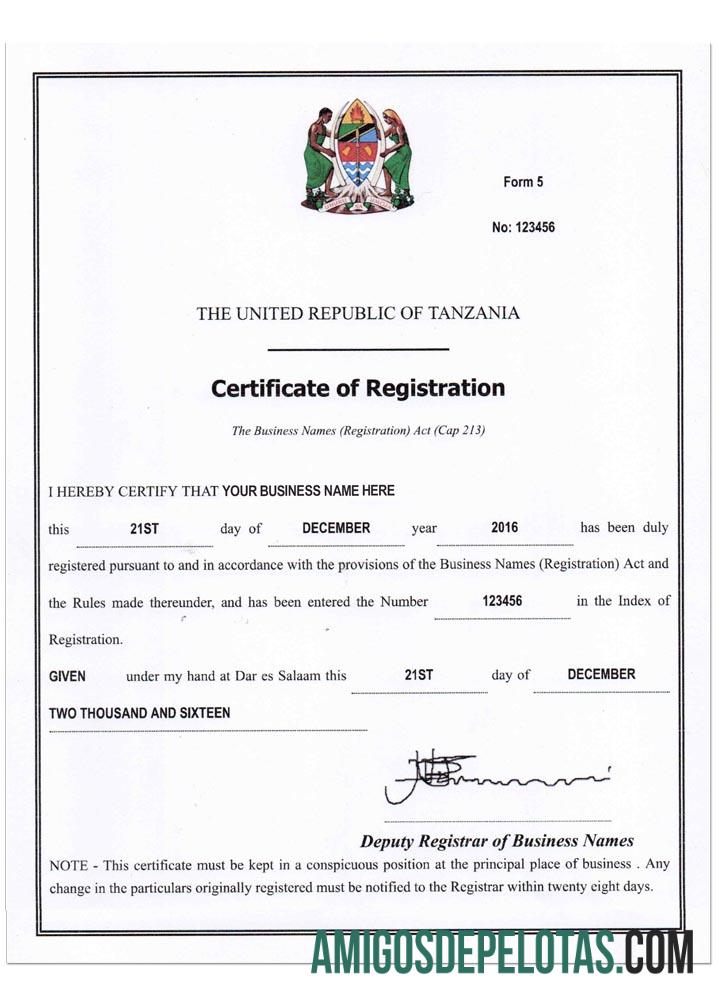 Tanzania bisnis reg. cert pratinjau