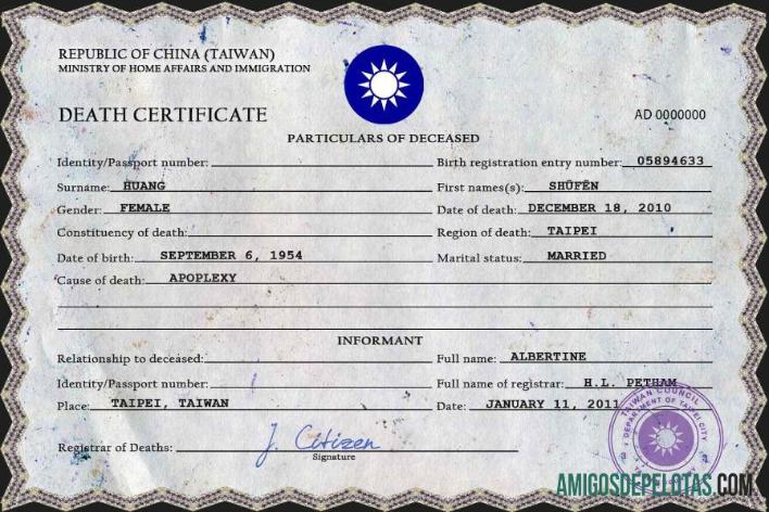 Dapat Diedit Taiwan kematian sertifikat PSD templat