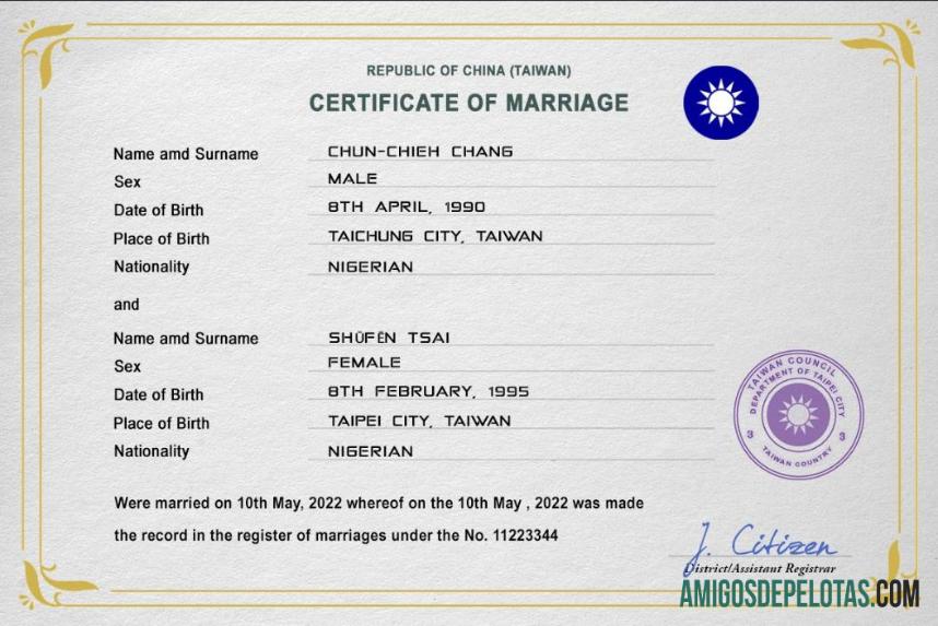 Profesional Taiwan pernikahan sertifikat PSD templat