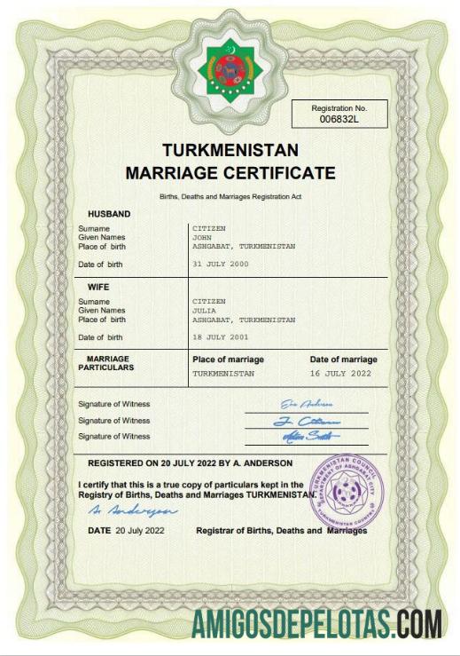Dapat Diedit Turkmenistan pernikahan sertifikat Word and PDF templat