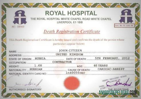 Inggris Royal hospital kematian sertifikat makering