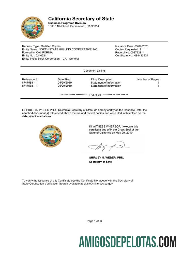 Premium AS California State Dokumen Autentication sertifikat Word and PDF templat