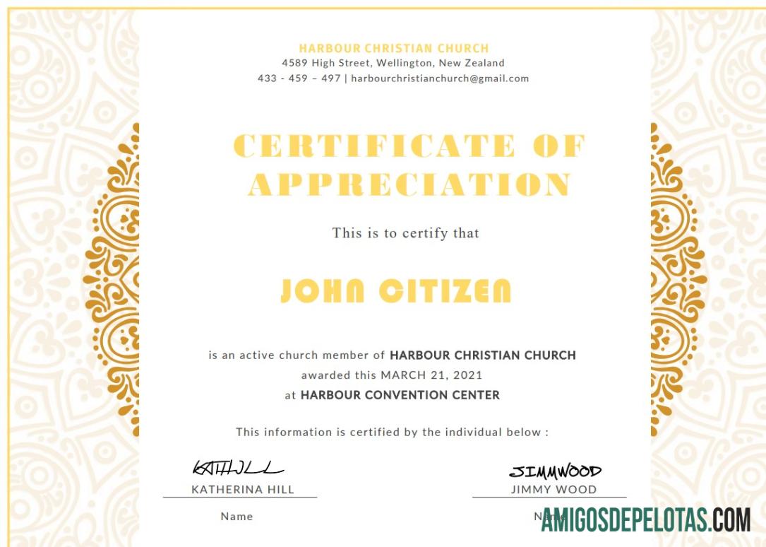 AS Church sertifikat of Appreciation makering