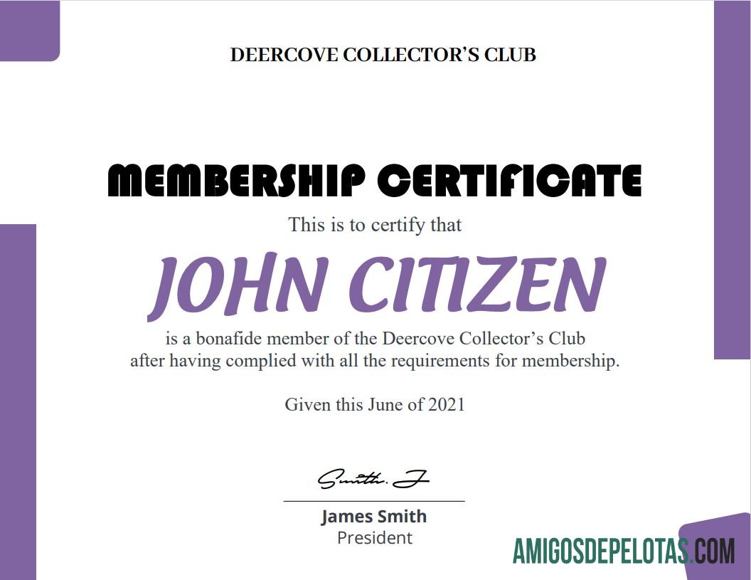AS Club Membership cert sampel