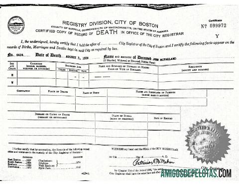 AS Commonwealth of Massachusetts kematian sertifikat sampel