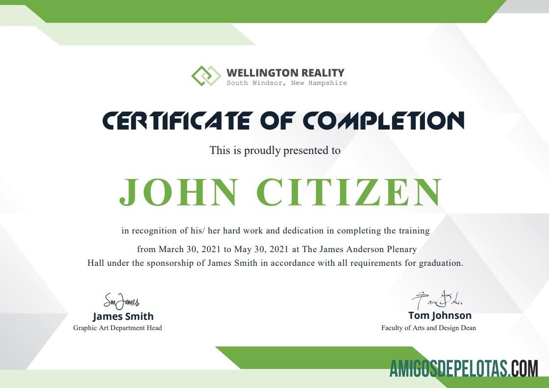 Realistis AS Completion sertifikat templat in Word and PDF format, versi 2