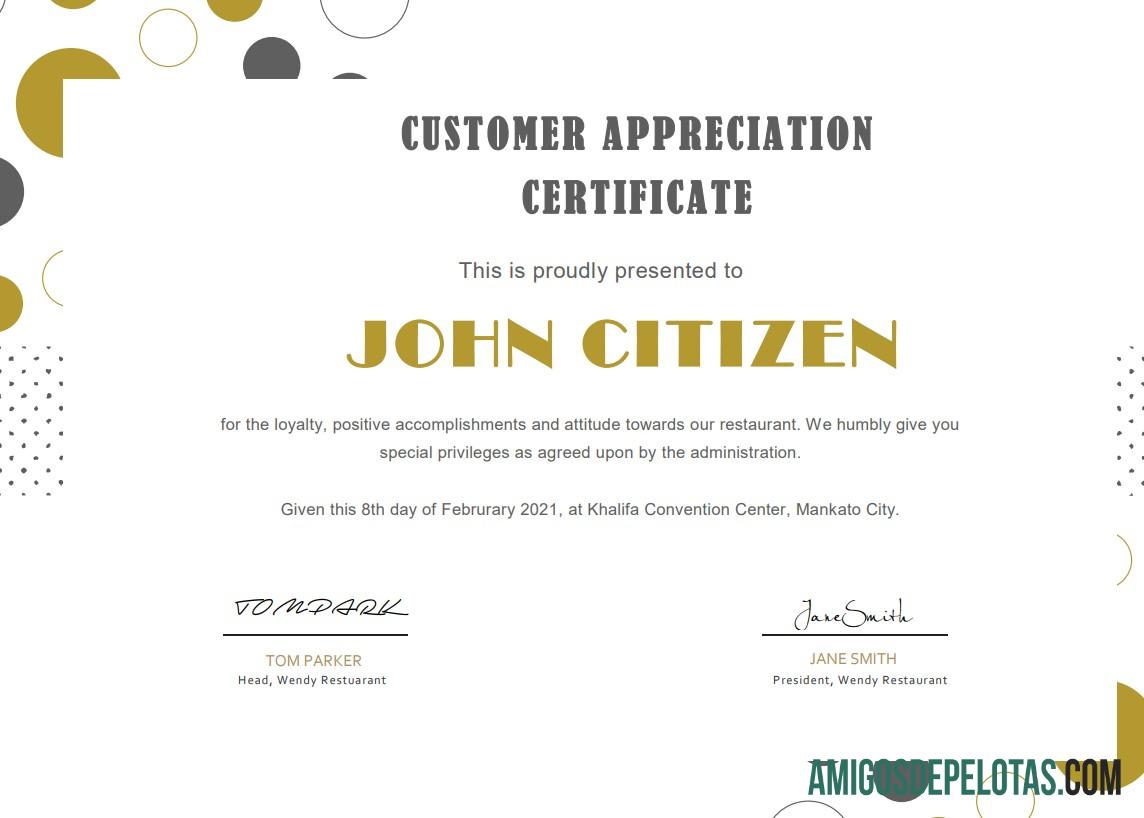Profesional AS Customer Appreciation sertifikat templat in Word and PDF format