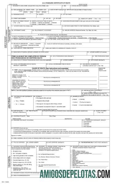 AS General Register kematian cetificate sampel