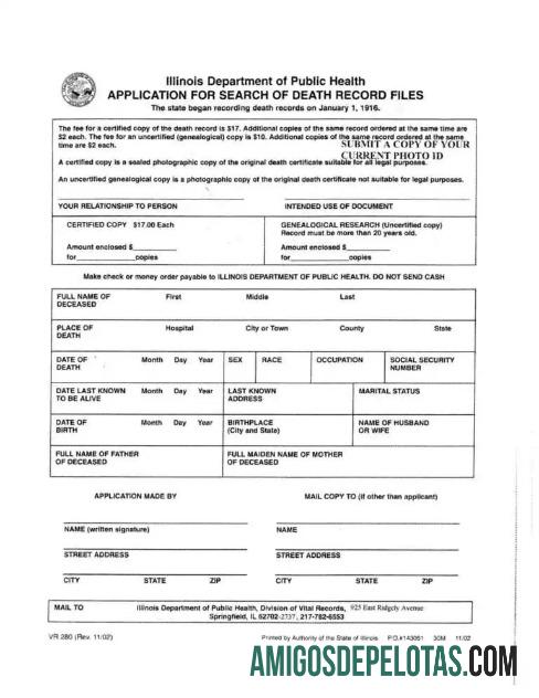 AS Illinois Department of public kesehatan kematian sertifikat templat