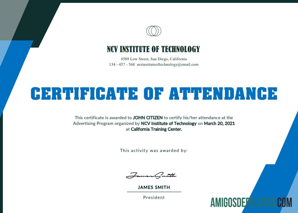 AS NCV Institute of Teknologi Event Cert templat
