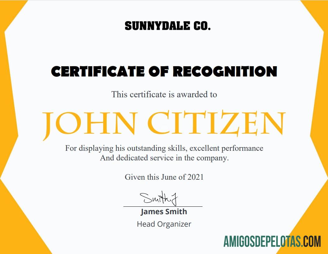 AS Recognition sertifikat sampel