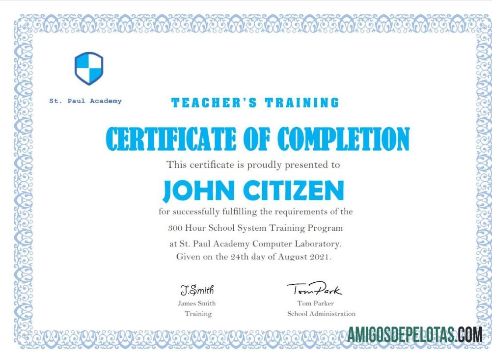 AS TeacherΓÇÖs Training Completion sertifikat pratinjau