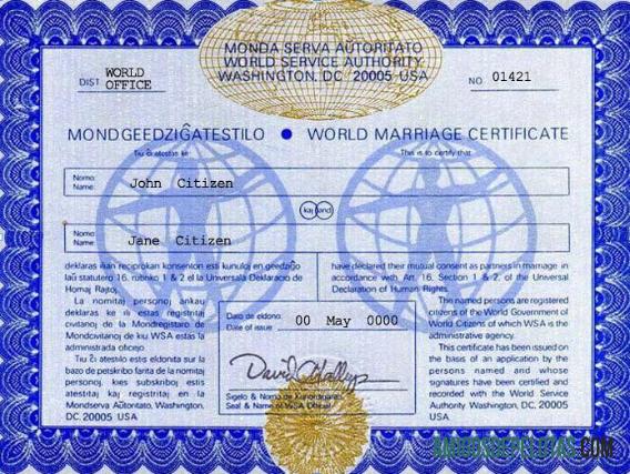 Profesional AS Washington state pernikahan biru sertifikat templat in PSD format