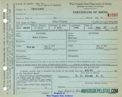 AS West Virginia Department of kesehatan kelahiran sertifikat pratinjau