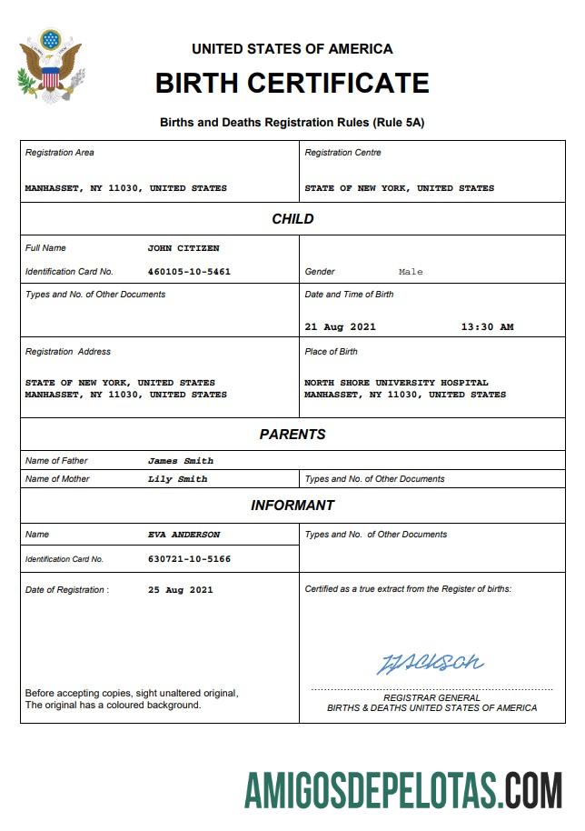 Dapat Diedit AS kelahiran sertifikat Word and PDF templat