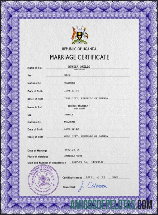 Premium Uganda pernikahan sertifikat PSD templat