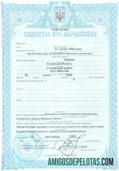 Ukraina Registry office kelahiran sertifikat makering