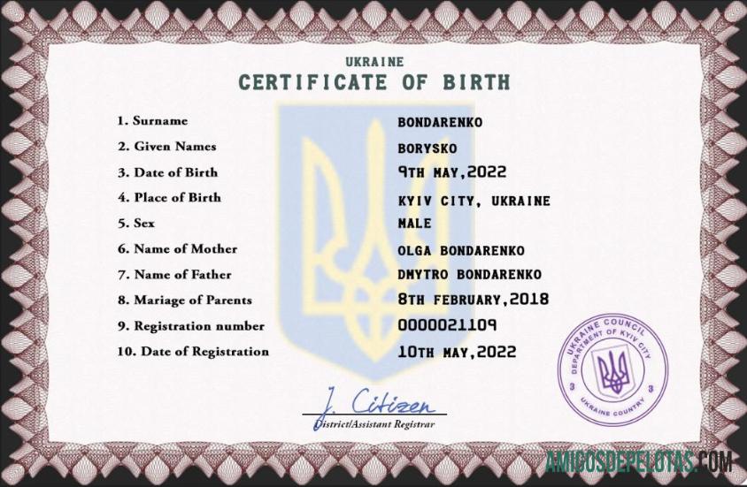 Realistis Ukraina vital record kelahiran sertifikat PSD templat, fully Dapat Diedit