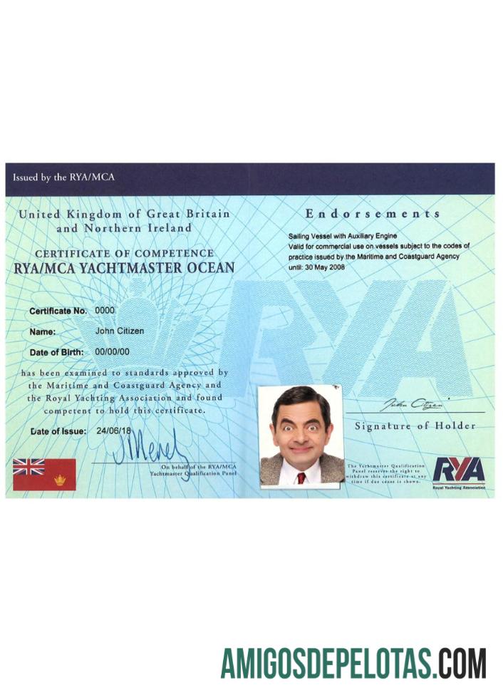 Inggris Raya RYA Yachtmaster Certificates of Competence pratinjau