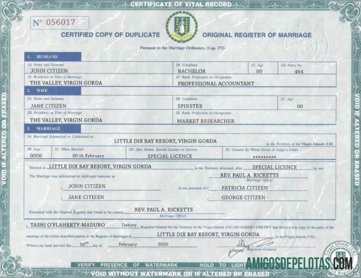 Premium Inggris Raya Virgin Islands pernikahan sertifikat templat in PSD format