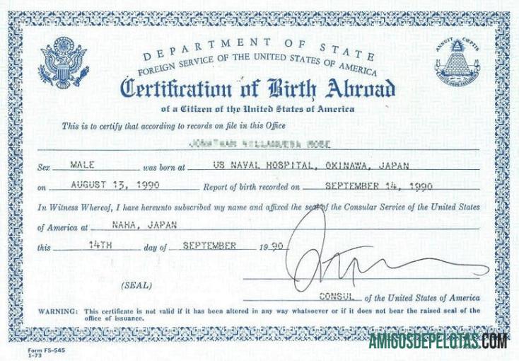 Amerika Serikat Department of State Foreign layanan of AS kelahiran sertifikat templat