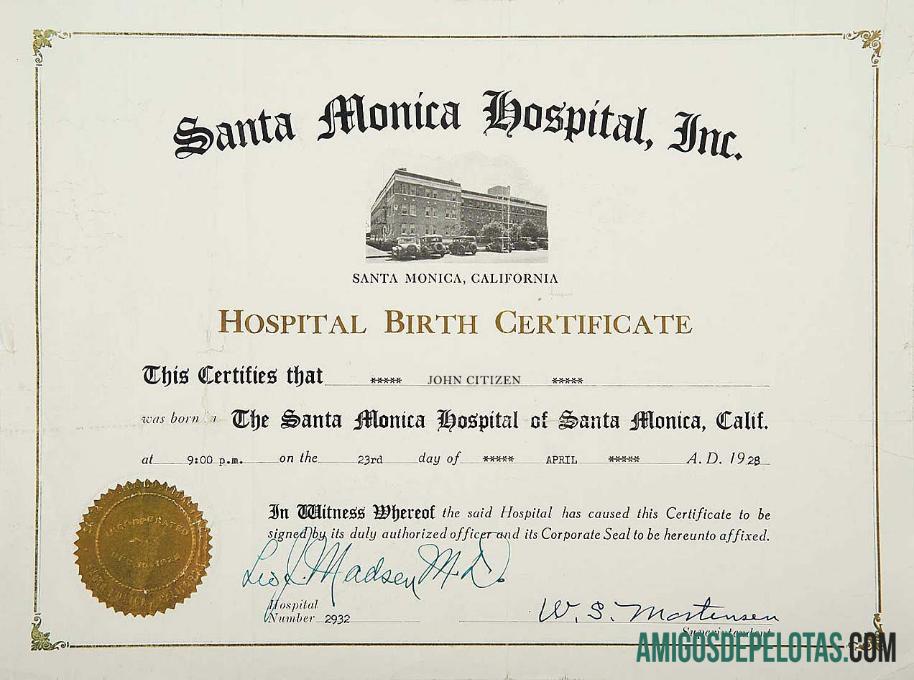 Amerika Serikat Santa Monica hospital kelahiran sertifikat makering