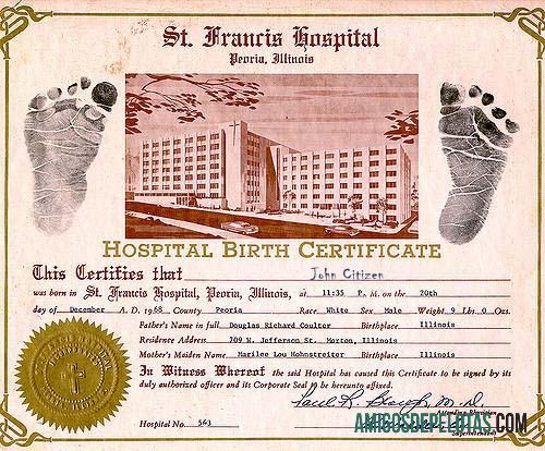 Amerika Serikat St. Francis hospital kelahiran sertifikat templat