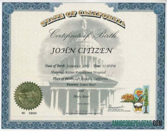 Amerika Serikat State of California kelahiran sertifikat makering