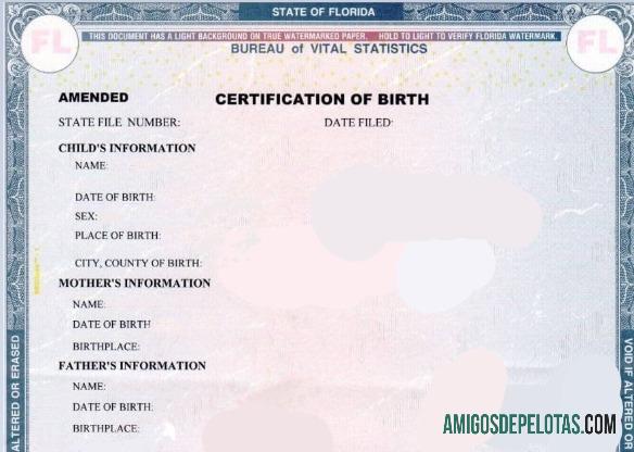 Amerika Serikat State office of Florida Vital Statistik Sertifikasi of kelahiran makering