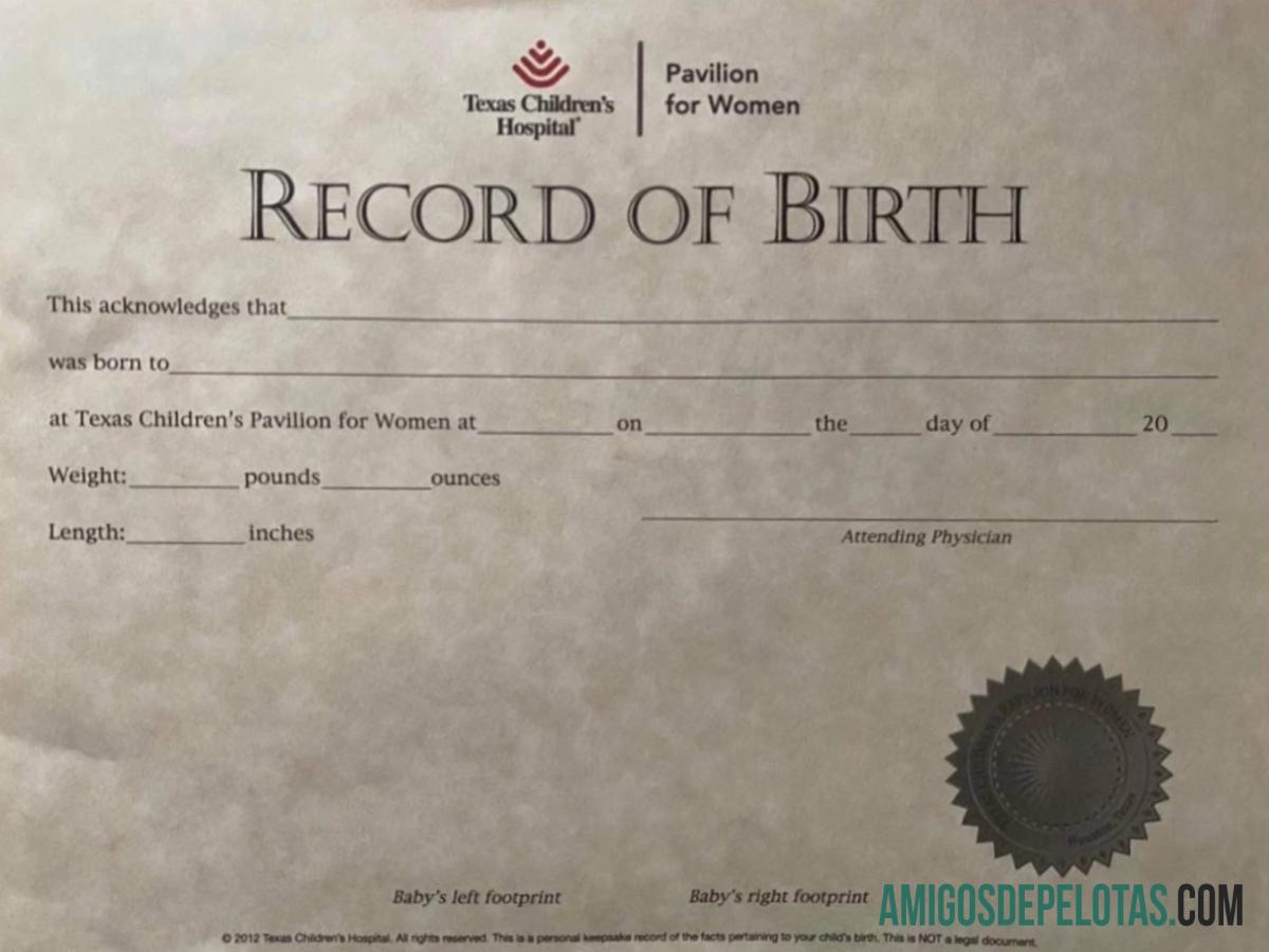 Amerika Serikat Texas Children's hospital kelahiran sertifikat desain