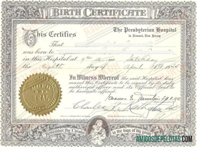 Amerika Serikat The Presbyterian hospital kelahiran sertifikat templat