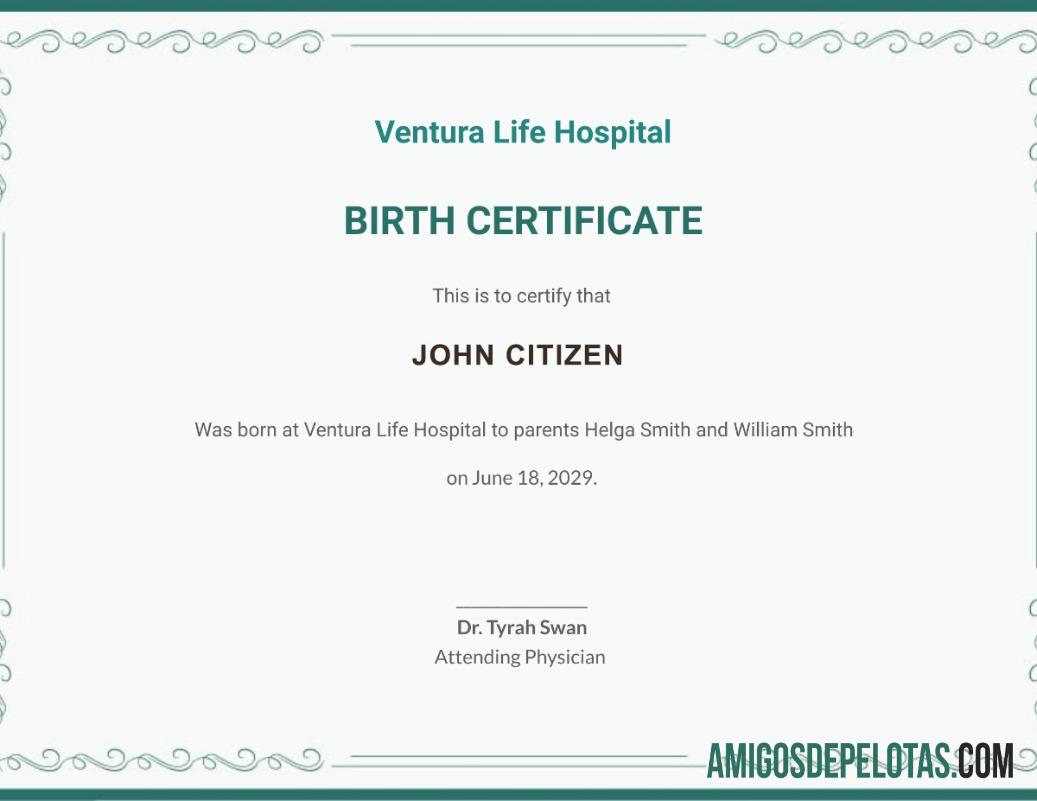 Amerika Serikat Ventura Life hospital kelahiran sertifikat desain